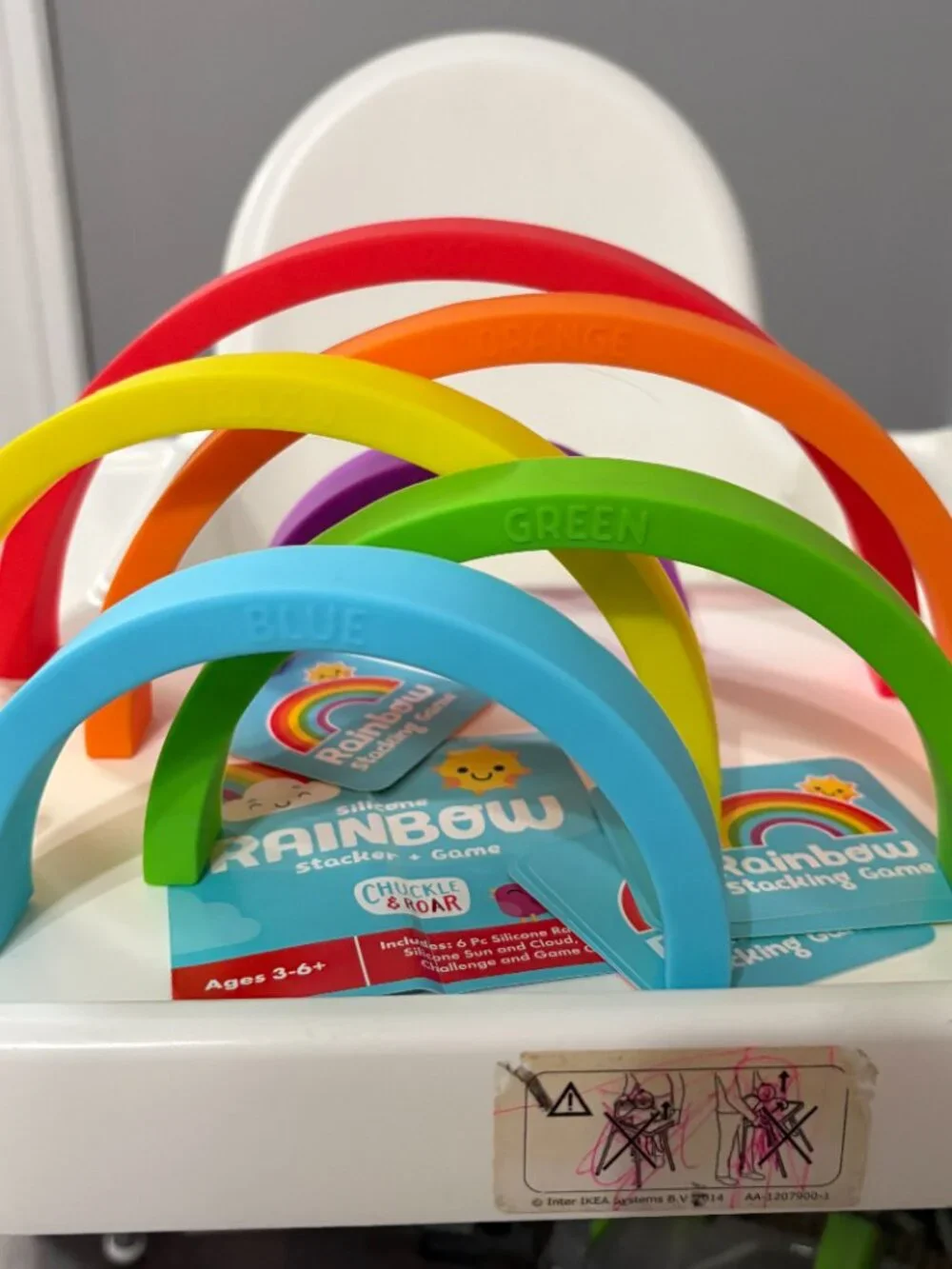 Chuckle & Roar Silicone Rainbow Stacker + Game 100% Complete 28 Pcs